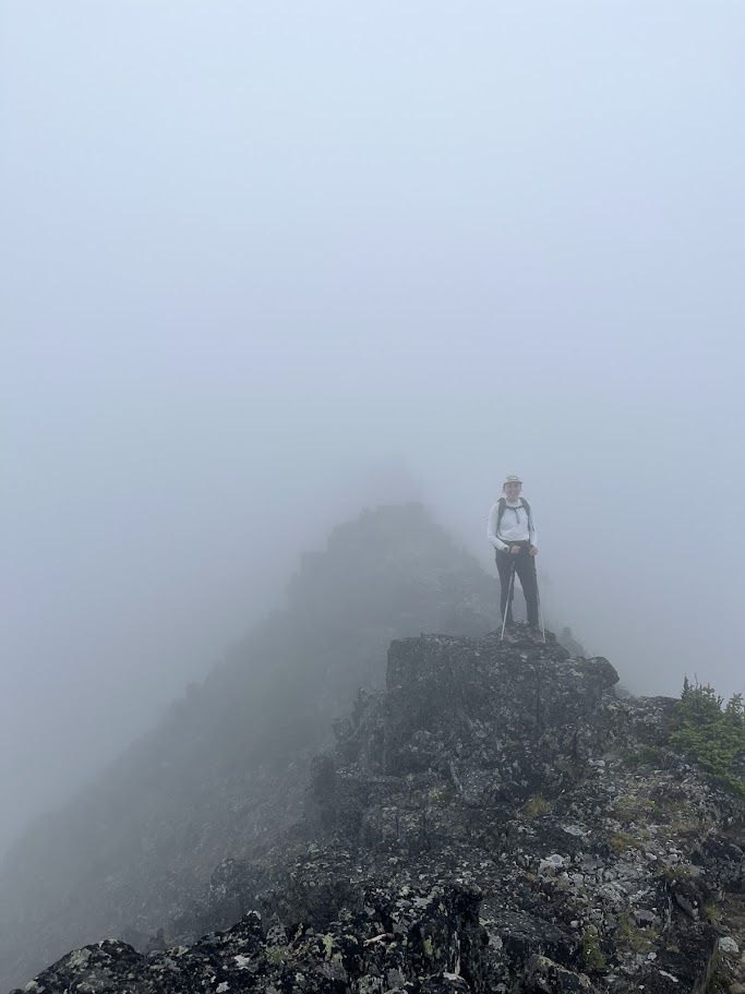 Kari Norman descends the ridge from Mt. James in Glacier National Park.