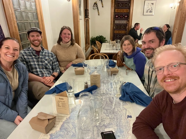 A reunion dinner with the best graduate school cohort ever (!) during Gavin’s visit to CU-Boulder for the 2024 EEB seminar.