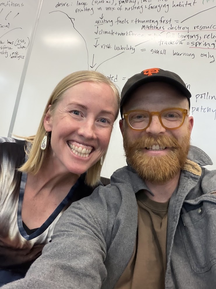 Long-time collaborator Sarah Sawyer and Gavin at a workshop in Bozeman, MT in 2026.