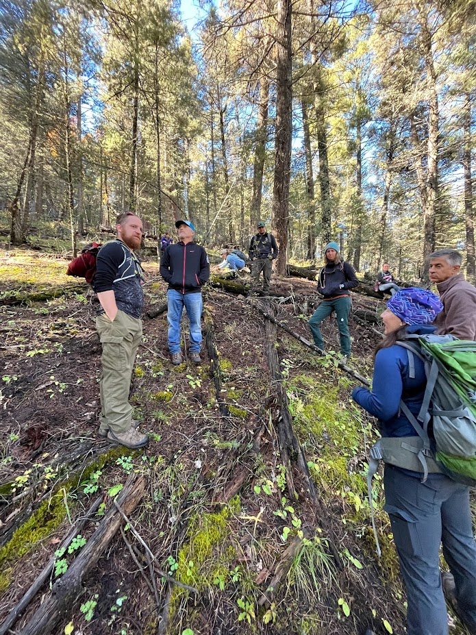 Listening to Shaula Hedwall discuss Mexican spotted owl habitat on the Lincoln National Forest, New Mexico.