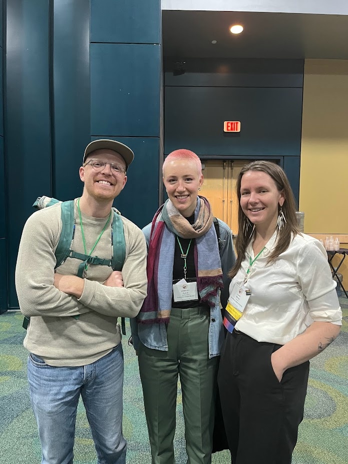 Gavin, Jessalyn Ayars, and Leah White (L-R) during a poster session at the 2022 Wildlife Society meeting in Spokane, Washington.