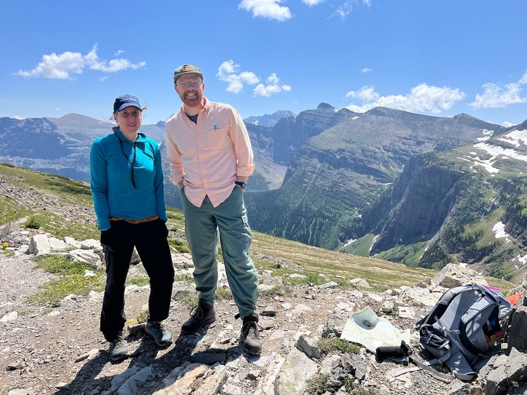 Gavin with Dr. Kathy Zeller at Triple Divide Pass in Glacier National Park, Montana.