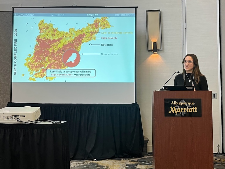 Dr. Kate McGinn presents her research on owl community response to fire at the Raptor Research Foundation meeting in Albuquerque.
