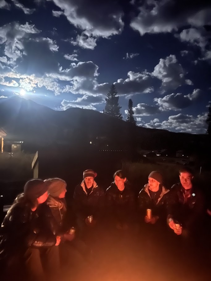 A moonlit night by the fire with colleagues during a workshop at Rocky Mountain Biological Laboratory in Gothic, CO.