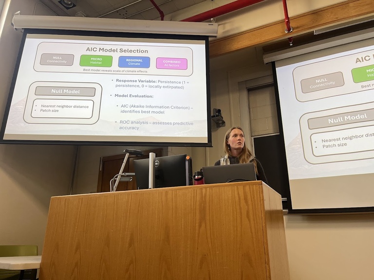 Dani Owens presents her work at a Biology Department seminar at University of New Mexico.