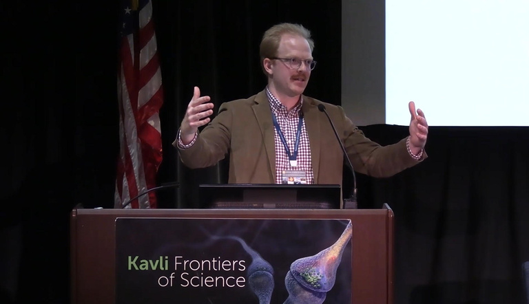 Gavin speaking at the National Academy of Sciences in Irvine, CA as part of his selection as a 2025 Kavli Fellow